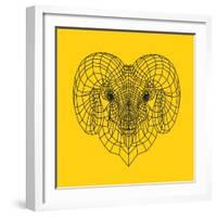 Ram Head Yellow Mesh-Lisa Kroll-Framed Art Print