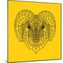 Ram Head Yellow Mesh-Lisa Kroll-Mounted Art Print