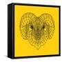 Ram Head Yellow Mesh-Lisa Kroll-Framed Stretched Canvas