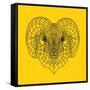 Ram Head Yellow Mesh-Lisa Kroll-Framed Stretched Canvas