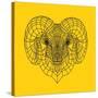 Ram Head Yellow Mesh-Lisa Kroll-Stretched Canvas