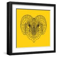 Ram Head Yellow Mesh-Lisa Kroll-Framed Art Print