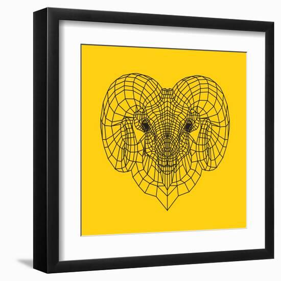 Ram Head Yellow Mesh-Lisa Kroll-Framed Art Print