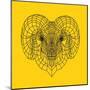 Ram Head Yellow Mesh-Lisa Kroll-Mounted Art Print