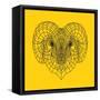 Ram Head Yellow Mesh-Lisa Kroll-Framed Stretched Canvas