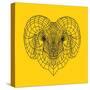 Ram Head Yellow Mesh-Lisa Kroll-Stretched Canvas