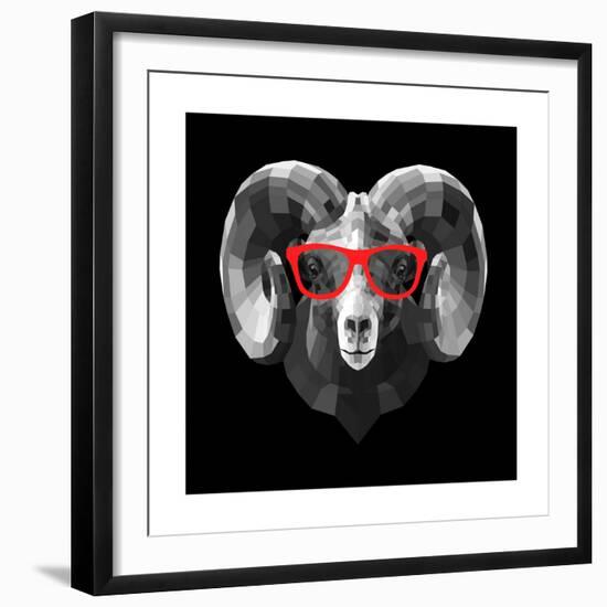 Ram in Red Glasses-Lisa Kroll-Framed Premium Giclee Print