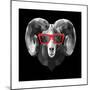 Ram in Red Glasses-Lisa Kroll-Mounted Premium Giclee Print