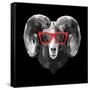 Ram in Red Glasses-Lisa Kroll-Framed Stretched Canvas