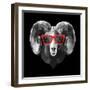 Ram in Red Glasses-Lisa Kroll-Framed Art Print