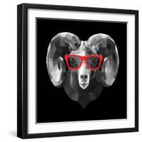 Ram in Red Glasses-Lisa Kroll-Framed Art Print