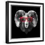 Ram in Red Glasses-Lisa Kroll-Framed Art Print