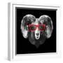 Ram in Red Glasses-Lisa Kroll-Framed Art Print