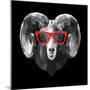 Ram in Red Glasses-Lisa Kroll-Mounted Art Print