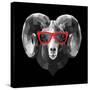 Ram in Red Glasses-Lisa Kroll-Stretched Canvas
