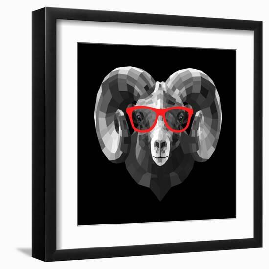 Ram in Red Glasses-Lisa Kroll-Framed Art Print