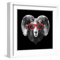 Ram in Red Glasses-Lisa Kroll-Framed Art Print