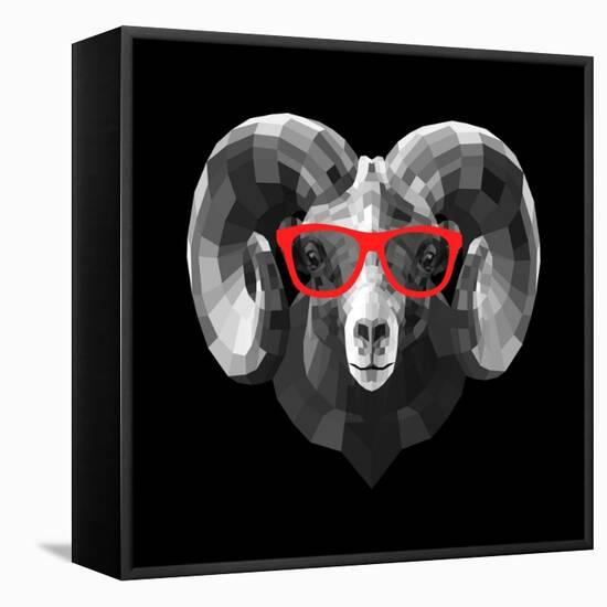 Ram in Red Glasses-Lisa Kroll-Framed Stretched Canvas