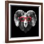 Ram in Red Glasses-Lisa Kroll-Framed Art Print