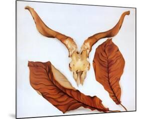 Ram's Skull with Brown Leaves-Georgia O'Keeffe-Mounted Art Print