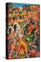 Rama and Hanuman Fighting Against Ravana the Demon, Scene from the Ramayana-null-Stretched Canvas