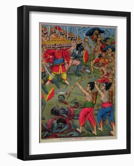 Rama and Lakshmana Do Battle with the Wicked Ravana: an Episode from the Ramayana Epic, C.1914-null-Framed Giclee Print