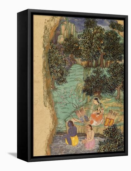 Rama and Lakshmana Offering Water to their Dead Father on the Banks of the Mandakini River, C.1595-null-Framed Stretched Canvas