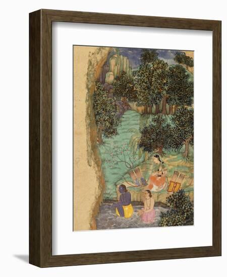 Rama and Lakshmana Offering Water to their Dead Father on the Banks of the Mandakini River, C.1595-null-Framed Giclee Print