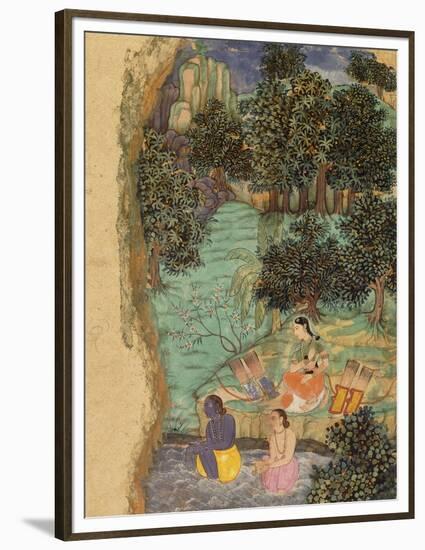Rama and Lakshmana Offering Water to their Dead Father on the Banks of the Mandakini River, C.1595-null-Framed Premium Giclee Print