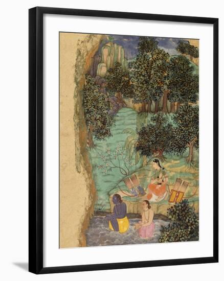 Rama and Lakshmana Offering Water to their Dead Father on the Banks of the Mandakini River, C.1595-null-Framed Giclee Print