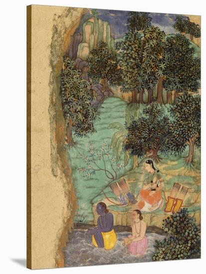 Rama and Lakshmana Offering Water to their Dead Father on the Banks of the Mandakini River, C.1595-null-Stretched Canvas