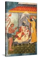 Rama and Sita Enthroned, Adored by Hanuman; Lakshmana Holds a Morchal, C.1780-null-Stretched Canvas