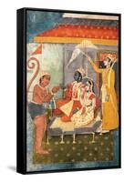 Rama and Sita Enthroned, Adored by Hanuman; Lakshmana Holds a Morchal, C.1780-null-Framed Stretched Canvas