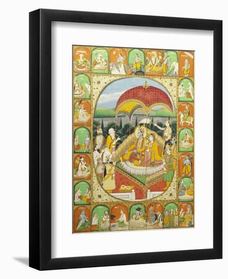 Rama and Sita Enthroned. Mandi, c.1800-1820-null-Framed Giclee Print