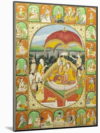 Rama and Sita Enthroned. Mandi, c.1800-1820-null-Mounted Giclee Print