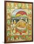 Rama and Sita Enthroned, Worshipped by Shiva, Hanuman and Others, 1800-20 (Gouache)-null-Framed Giclee Print