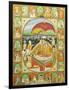 Rama and Sita Enthroned, Worshipped by Shiva, Hanuman and Others, 1800-20 (Gouache)-null-Framed Giclee Print