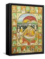 Rama and Sita Enthroned, Worshipped by Shiva, Hanuman and Others, 1800-20 (Gouache)-null-Framed Stretched Canvas