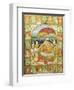 Rama and Sita Enthroned, Worshipped by Shiva, Hanuman and Others, 1800-20 (Gouache)-null-Framed Giclee Print