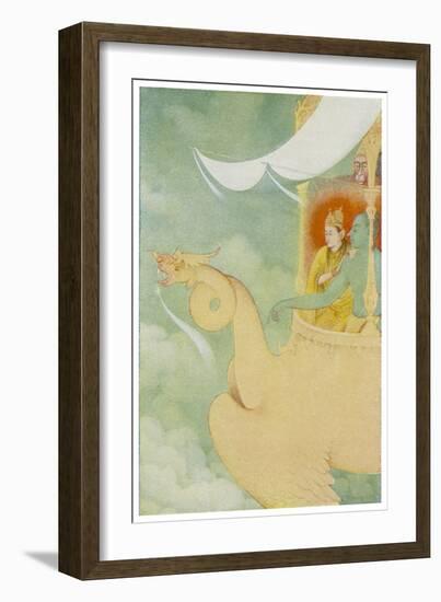 Rama and Sita Return to Ayodhya in the Vehicle Pushpaka-null-Framed Art Print