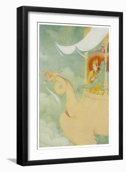 Rama and Sita Return to Ayodhya in the Vehicle Pushpaka-null-Framed Art Print