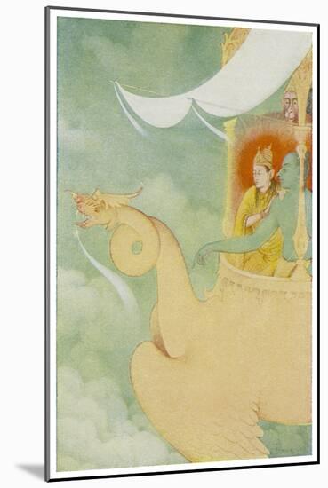 Rama and Sita Return to Ayodhya in the Vehicle Pushpaka-null-Mounted Art Print