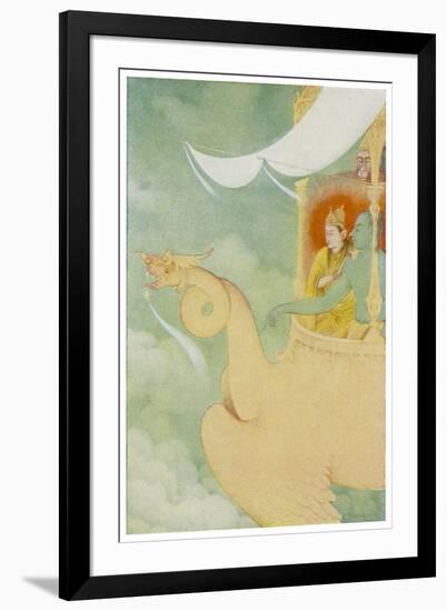 Rama and Sita Return to Ayodhya in the Vehicle Pushpaka-null-Framed Premium Giclee Print
