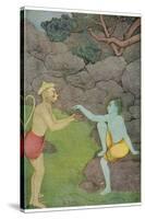 Rama Put His Trust in the Ape Hanuman (Son of the Wind God) to Find His Abducted Wife Sita-K. Venkatappa-Stretched Canvas