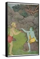 Rama Put His Trust in the Ape Hanuman (Son of the Wind God) to Find His Abducted Wife Sita-K. Venkatappa-Framed Stretched Canvas