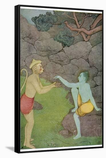 Rama Put His Trust in the Ape Hanuman (Son of the Wind God) to Find His Abducted Wife Sita-K. Venkatappa-Framed Stretched Canvas