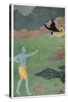 Rama the 7th Avatar of Vishnu Slays Maricha Who Has Assumed the Form of a Deer-K. Venkatappa-Stretched Canvas