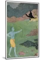 Rama the 7th Avatar of Vishnu Slays Maricha Who Has Assumed the Form of a Deer-K. Venkatappa-Mounted Art Print