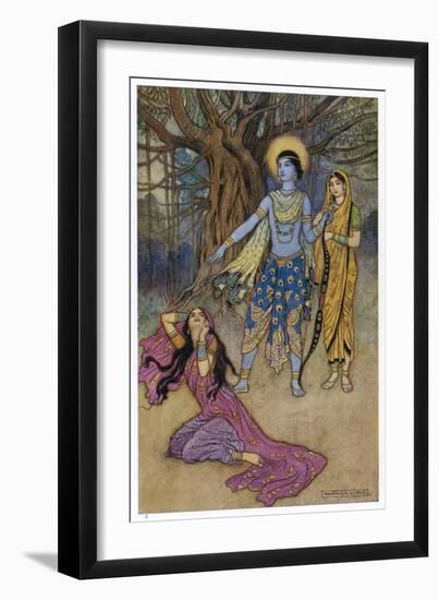 Rama the Seventh Avatar of Vishnu is Tempted by Shurpanakha a Rakshasa-Warwick Goble-Framed Art Print