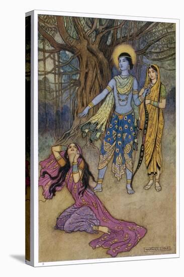 Rama the Seventh Avatar of Vishnu is Tempted by Shurpanakha a Rakshasa-Warwick Goble-Stretched Canvas